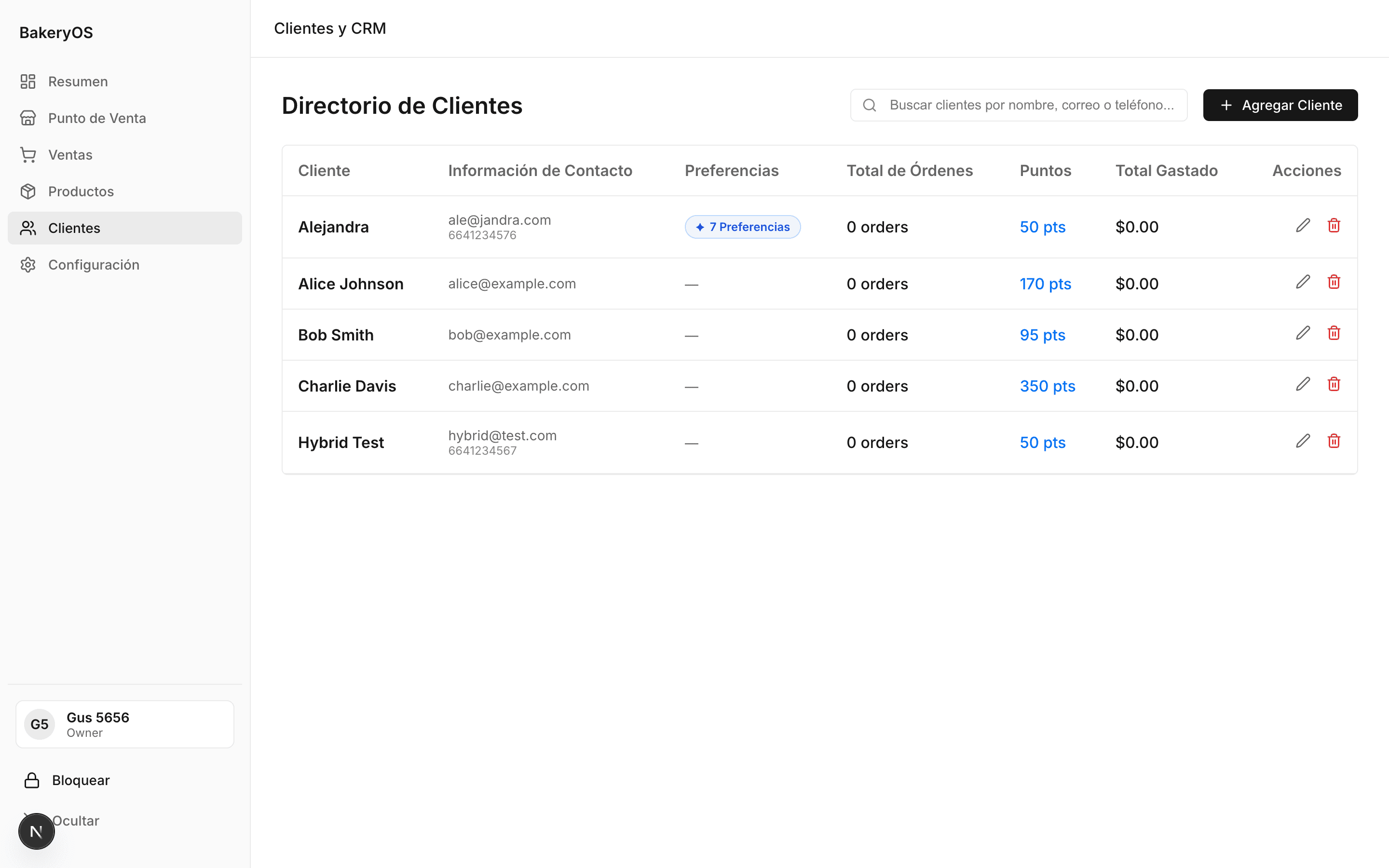 Directorio de Clientes y Fidelización de BakeryOS